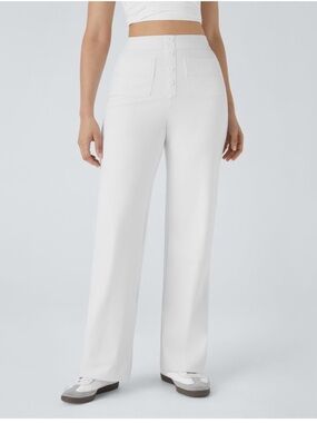 HALARA High-Rise Wide-Leg Pants in White